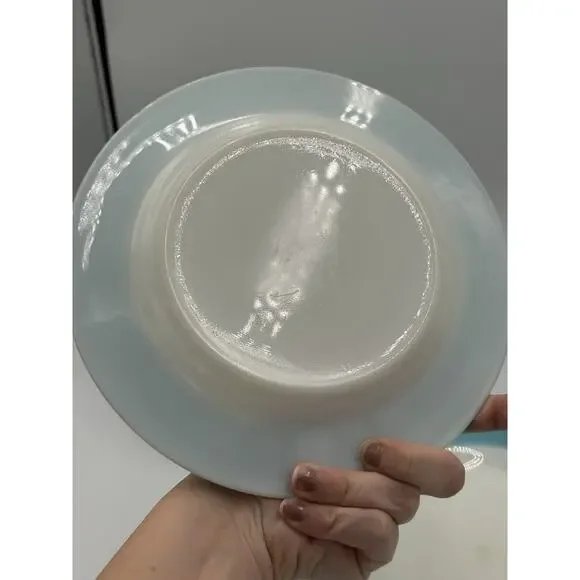 12 Pyrex Vintage Milk Glass Plates Teal Aqua Blue Dinnerware 6 Small 6 Large